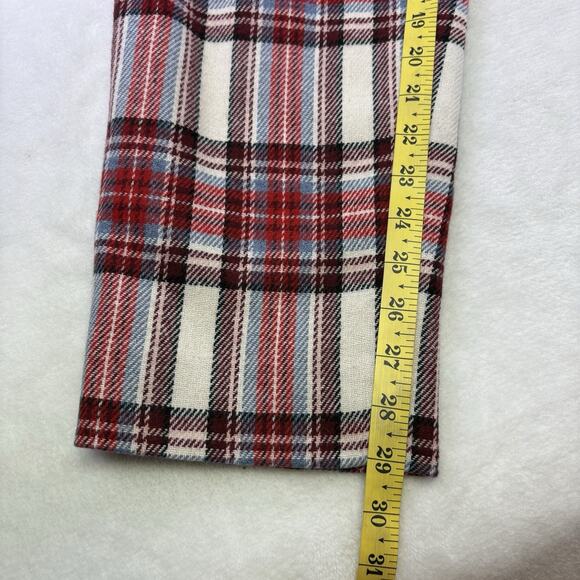J.CREW Tapered-Leg Wool Pants Tartan Plaid White/Red Womens Size 2T TALL - Picture 15 of 16
